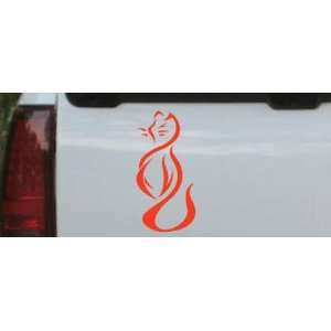  4.2in X 8.5in Red    Tribal Cat Animals Car Window Wall 