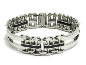 Stainless Steel 8.5 Mens Wide Link Bracelet JM064  