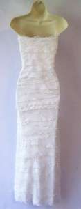   Silk Strapless Tiered Wedding Formal Gown Long Dress 6 NEW  