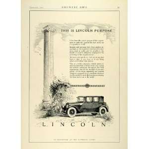 1923 Ad Antique Enclosed Lincoln Automobile American 