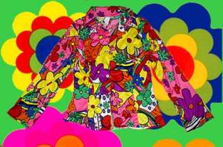  Hippie Prilblumen Herren Jacke Hemd AbbA Flower Power Woodstock  