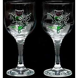   Designs Set of 2 Hand Painted Wine Glasses in a Scottish Thistle