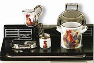 DOLLHOUSE Aga Stove w Rooster Accessories 1.779/7 Reutter Kitchen NRFB 