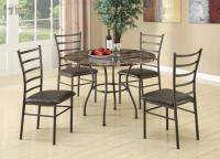New Dinettes 5 Piece Dining Set w/ Faux Marble Round Table Top and 4 