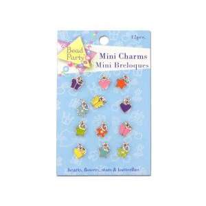  12 Piece Mini Charms Hearts, Flowers, Stars, Butterflies 