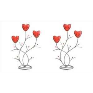  Red Heart shaped Candleholders Set of 2: Sports & Outdoors
