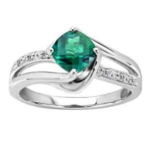  May Birthstone   Created Emerald Platina 4 Ring   Size 5 Jewelry
