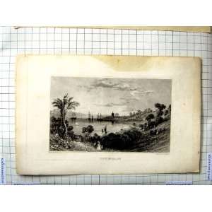  BARTLETT ROGERS ENGRAVING VIEW PALOS SHIPS TREES