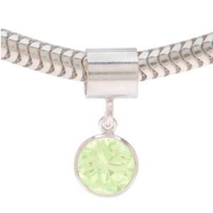  Sterling Silver Bead W/ August Birthstone Peridot Color 