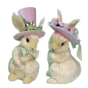   Male & Female Bunny Rabbits w/Hats Easter Figures 11