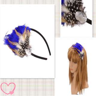 Fashion Blue Feathers Hair Band Headband Hoop  