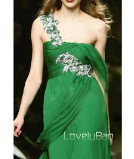 2012 Green Celebrity Runway Floral Lace Chiffon Ball Prom Gown Evening 