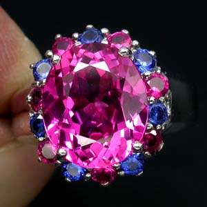 PINK TOURMALINE RUBY & SAPPHIRE 925 SILVER RING
