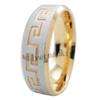 Size 9 Mens Silver Gold Tone Charm Stainless Steel Band Ring  
