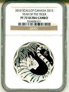 2010 S$15 Canada Scallop Year Of The Tiger NGC PF70 Ultra Cameo  