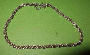 Vintage Sterling Rope Twist Simple Chain Bracelet  