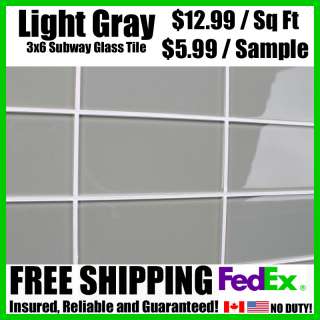 Light Gray 3x6 Glass Subway Tile Kitchen Backsplash Bathroom Shower 
