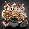   Crystal Topaz Couple Owls green twig Gold GP 18k cocktail Ring