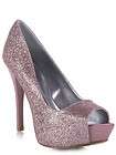 NEW QUPID Women High Heel Stiletto Platform Party Pump sz Pink glitter 