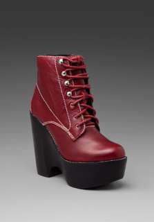 JEFFREY CAMPBELL Tardy Lace Up Platform in Red Leather at Revolve 