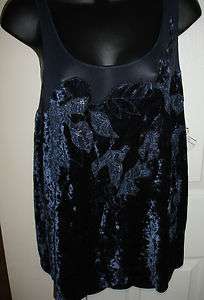 NWT Free People Velvet Embroidered Tank Top Shirt M/L  