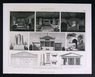 1874 Architecture Print Etruscan Tomb Cerveteria Vulci  