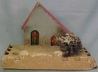 Vintage Silver & Pink Foil Christmas Putz House Train Yard 1940s WWII 