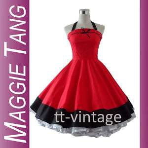 50er 60er Jahre Tanz Kleid z. Petticoat Rockbilly ROT!  
