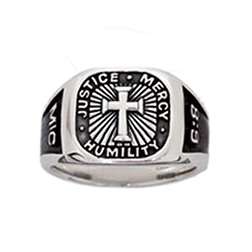 NEW Ster. Silver Signet Micah 68 Cross Purity Ring  