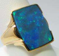 MENS RING ANTIQUE VINTAGE COLLECTIBLE ESTATE DECO OPAL 10K YELLOW GOLD 