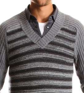  Exchange men Links Stitch V neck sweater jumper gray pull over L