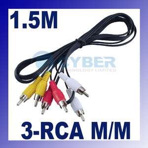 5M 5FT 3 RCA M/M Male Audio/Video AV Composite Cable  