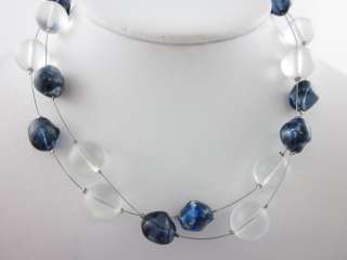 TOPFOG Lapis Lazuli Glass Floating Stone Necklace  