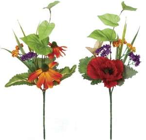 Set 18 Artificial Poppy Black Eyed Susan Bouquet Gathering Silk Floral 