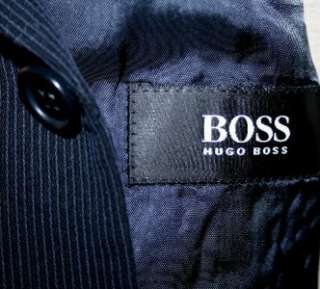 Mens HUGO BOSS Black Pinstripe 3 Button EINSTEIN/SIGMA Suit 42 LONG 