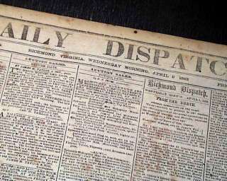 CONFEDERATE Battle of Shiloh 1862 Civil War Newspaper *  