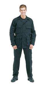 6210 NEW MENS GI STYLE BLACK SWAT CLOTH BDU SHIRTS SMALL   XLARGE 