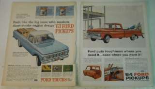 Ford 1963, 1964 Trucks Magazine Ad Lot  