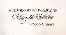 Classy and Fabulous coco chanel vinyl words wall quotes  