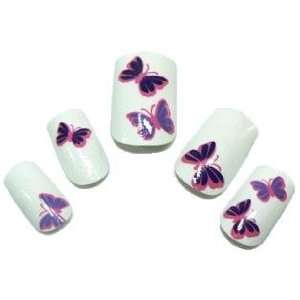 Künstliche Fingernägel Nails Lila Schmetterling 24  