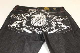 Mens Royal Army Jeans w/ Lions Embroidery Studs 34x34  