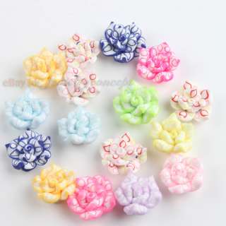 40 Mixed Flower FIMO Polymer Clay Bead Free P&P 110940  
