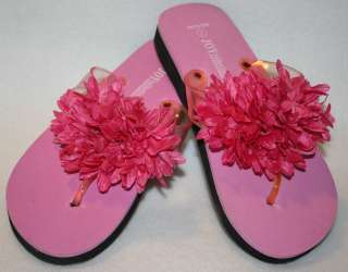 Ladies Flower Flip Flops/ Pink  