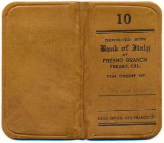 1908 LIBRETTO DEPOSITO BANK OF ITALY FRESNO CALIFORNIA  