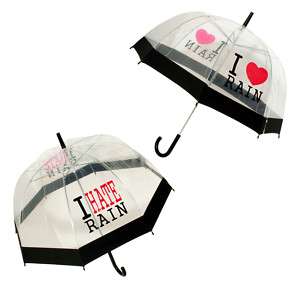 Love Rain I Hate Rain NYC Style Clear Dome Umbrella  