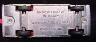 Lesney Matchbox #45 Ford Corsair Diecast Toy Car  