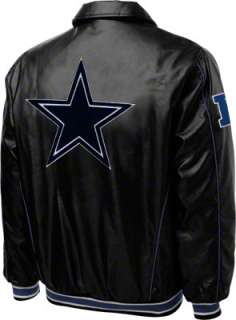 Dallas Cowboys Faux Leather Full Zip Varsity Jacket 