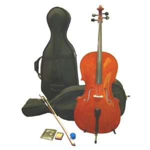   Cello with Lightweight Case + Carrying Bag + Bow + Accessories