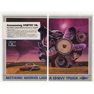  1985 Chevy Pickup Truck Vortec V6 Engine 2 Page Print Ad 