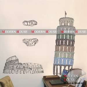   Tower of Pisa Italy removable Vinyl Mural Art Wall Sticker Wall Decal